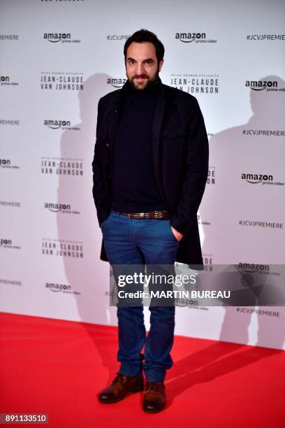 French actor David Mora poses during a photocall for the world launch of the Amazon Prime series "Jean-Claude Van Johnson" on December 12 at the...