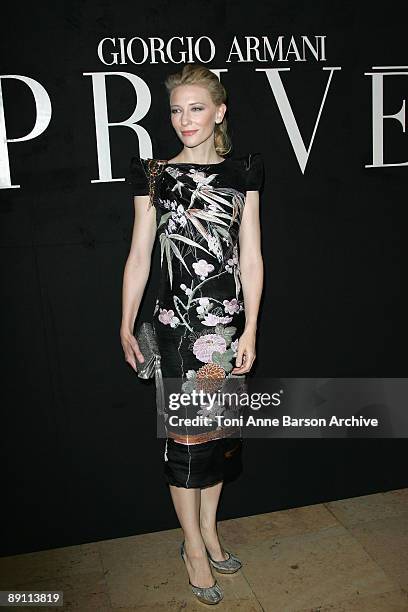 Actress Cate Blanchett poses as she arrives at the Giorgio Armani Prive Fashion Show as part as Paris Fashion Week Haute Couture A/W 2009/10 at...