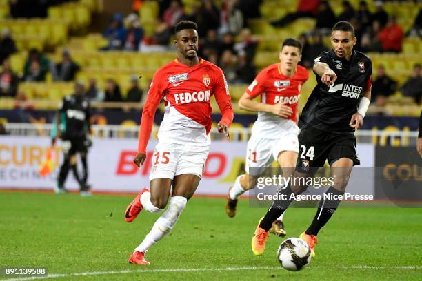 Adama Diakhaby of Monaco and Alexander Djiku of Caen during the french League Cup match, Round of 16, between Monaco and Caen on December 12, 2017 in...