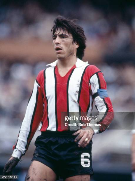 Daniel Passarella in action for River Plate in Buenos Aires, Argentina, circa 1981.