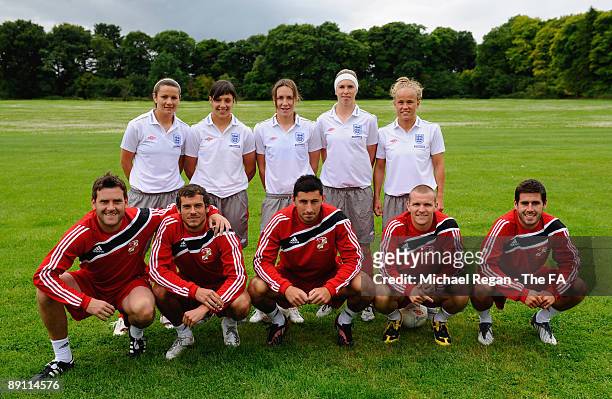 Players from the England Women's team Emily Westwood, Rachel Williams, Corinne Yorston, Carly Telford, Jody Handley and Swindon Town F.C. Players...