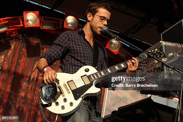 Anthony Gonzalez of M83 performs during the 2009 Pitchfork Music Festival at Union Park on July 19, 2009 in Chicago, Illinois.