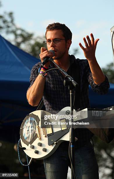 Anthony Gonzalez of M83 performs during the 2009 Pitchfork Music Festival at Union Park on July 19, 2009 in Chicago, Illinois.