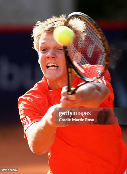 Kevin Krawietz of Germany returns during the match against Jan Hernych of Czech Republic during day one of the International German Open at...