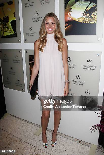 Whitney Port poses for a photo during Mercedes Benz Fashion Week Swim at The Raleigh on July 17, 2009 in Miami, Florida.