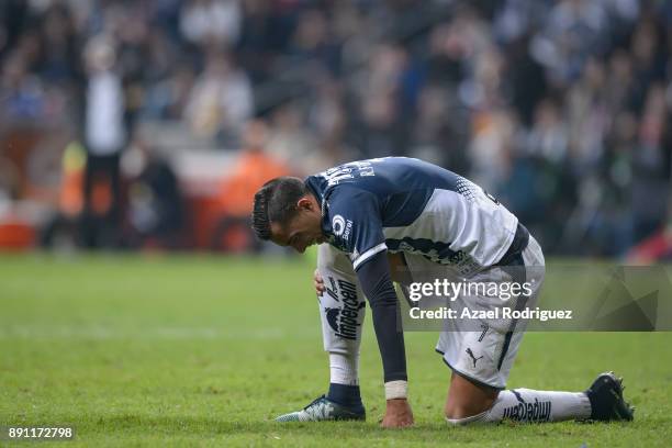 Rogelio Funes Mori of Monterrey reacts during the second leg of the Torneo Apertura 2017 Liga MX final between Monterrey and Tigres UANL at BBVA...