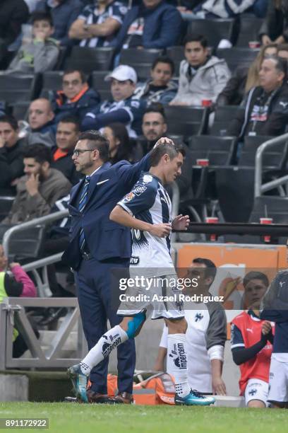 Neri Cardozo of Monterrey gets off the field after getting a red card during the second leg of the Torneo Apertura 2017 Liga MX final between...