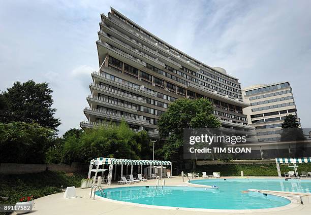 The Potomac River side of the Watergate Hotel in Washington is seen on July 20, 2009. The hotel has been empty since 2007 and goes on the auction...