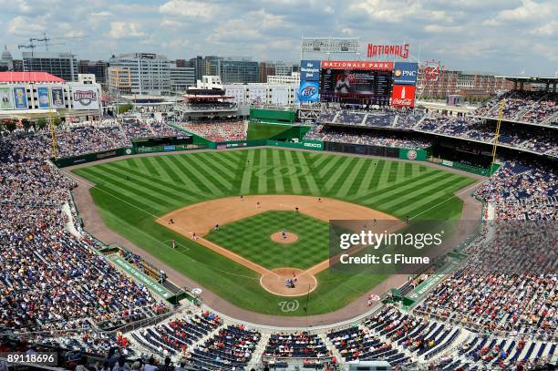 General view as the Chicago Cubs play against the Washington Nationals at Nationals Park on July 19, 2009 in Washington, DC.