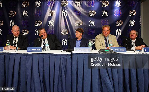 Army head coach Rich Ellerson, Notre Dame head coach Charlie Weiss, New York Yankees Managing General Partner Hal Steinbrenner, Yankees President...