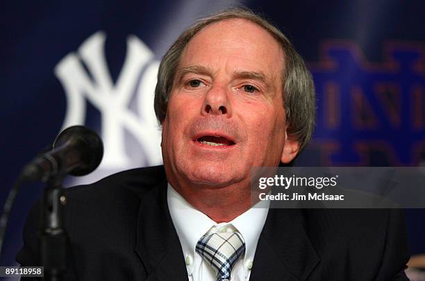 New York Yankees Chief Operating Officer Lonn Trost speaks during a press conference announcing that Yankee Stadium will play host to the 2010 Notre...