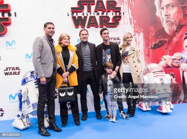 Fernando Hierro, Julen Lopetegui and Alvaro Arbeloa attend the 'Star Wars: Los Ultimos Jedi' Madrid Premiere at Kinepolis Cinema on December 12, 2017...