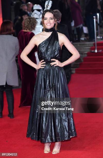 Daisy Ridley attends the European Premiere of 'Star Wars: The Last Jedi' at Royal Albert Hall on December 12, 2017 in London, England.