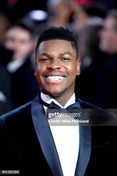 John Boyega attends the European Premiere of 'Star Wars: The Last Jedi' at Royal Albert Hall on December 12, 2017 in London, England.