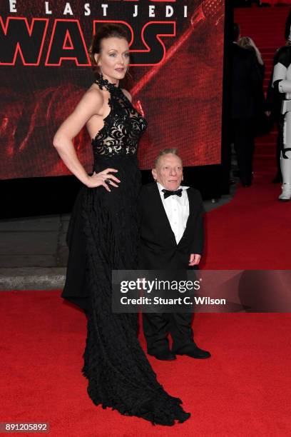 Actor Jimmy Vee and guest attend the European Premiere of 'Star Wars: The Last Jedi' at Royal Albert Hall on December 12, 2017 in London, England.