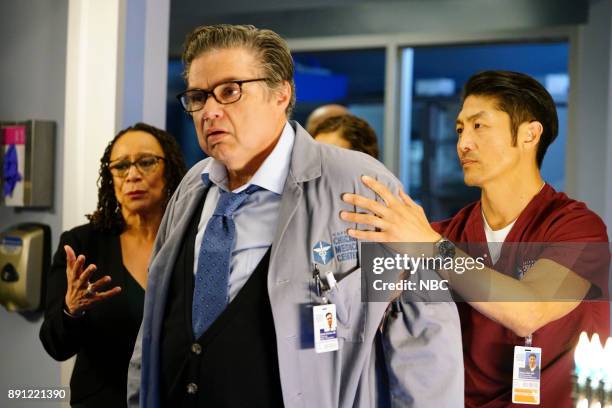 Naughty or Nice" -- Episode 304 -- Pictured: S. Epatha Merkerson as Sharon Goodwin, Oliver Platt as Daniel Charles, Brian Tee as Ethan Choi --
