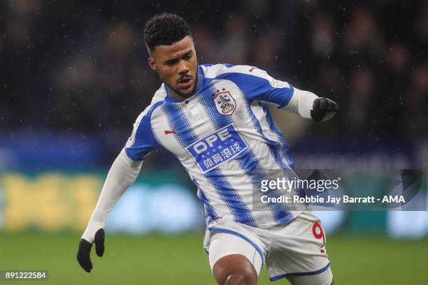 Elias Kachunga of Huddersfield Town during the Premier League match between Huddersfield Town and Chelsea at John Smith's Stadium on December 12,...