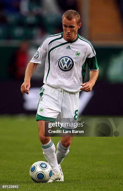 Thomas Kahlenberg of Wolfsburg runs with the ball during the Volkswagen Supercup final match between VfL Wolfsburg and SV Werder Bremen at Volkswagen...