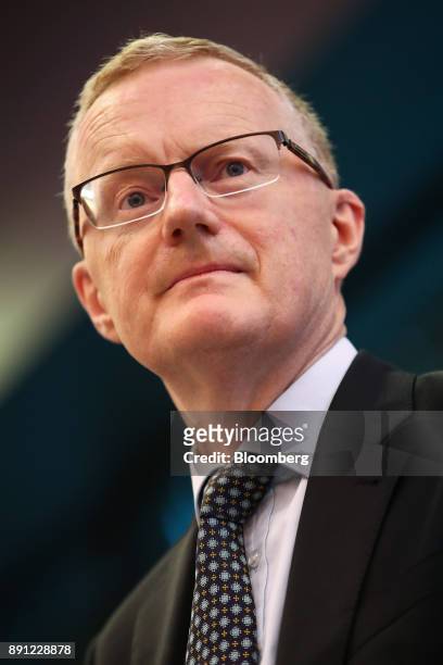 Philip Lowe, governor of the Reserve Bank of Australia , pauses while delivering a speech at the Australian Payment Summit in Sydney, Australia, on...