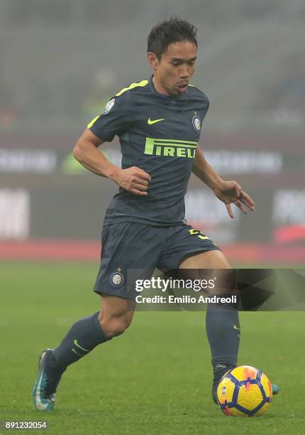 Yuto Nagatomo of FC Internazionale Milano in action during the TIM Cup match between FC Internazionale and Pordenone at Stadio Giuseppe Meazza on...