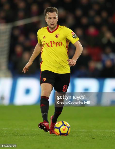 Tom Cleverley of Watford during the Premier League match between Crystal Palace and Watford at Selhurst Park on December 12, 2017 in London, England.