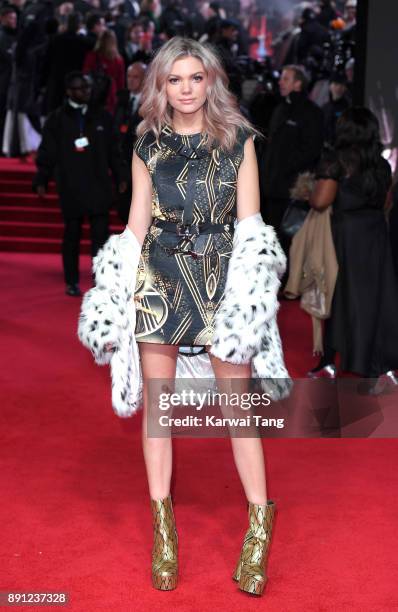 Becca Dudley attends the European Premiere of 'Star Wars: The Last Jedi' at Royal Albert Hall on December 12, 2017 in London, England.