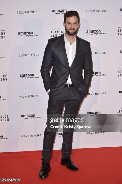 Actor Tim Peper attends the Amazon TV series 'Jean Claude Van Johnson' Premiere at Le Grand Rex on December 12, 2017 in Paris, France. At Le Grand...