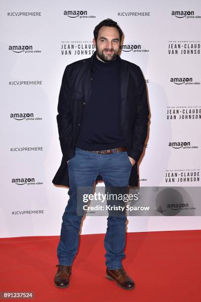 Actor David Mora attends the Amazon TV series 'Jean Claude Van Johnson' Premiere at Le Grand Rex on December 12, 2017 in Paris, France. At Le Grand...