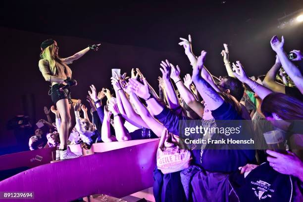 German singer Mia Julia performs live on stage during a concert at the Columbia Theater on December 12, 2017 in Berlin, Germany.