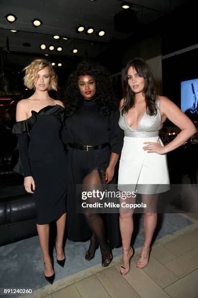 Hailey Clauson, Candice Huffine and Precious Lee attend the CR Fashion Book Celebrating launch of CR Girls 2018 with Technogym at Spring Place on...