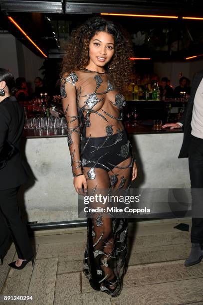 Model Danielle Herrington attends the CR Fashion Book Celebrating launch of CR Girls 2018 with Technogym at Spring Place on December 12, 2017 in New...