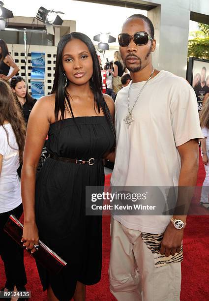 Actor/rapper RZA and wife Talani Rabb attend the premiere of Universal Pictures' "Funny People" held at ArcLight Cinemas Cinerama Dome on July 20,...