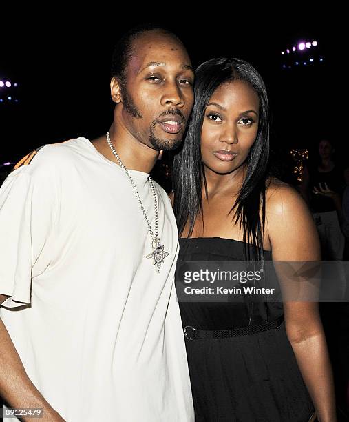 Actor/rapper RZA and fiance Talani Rabb arrive at the afterparty for the premiere of Universal Pictures' "Funny People" at the ArcLight Cinemas on...