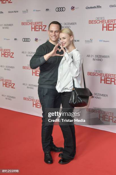 Vinzenz Kiefer and his wife Masha Tokareva during the 'Dieses bescheuerte Herz' premiere on December 12, 2017 in Berlin, Germany.