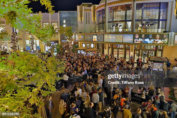 General view of atmosphere at the Village Synagogue and Emmanuelle Chriqui Host Menorah Lighting Ceremony at The Grove on December 12, 2017 in Los...