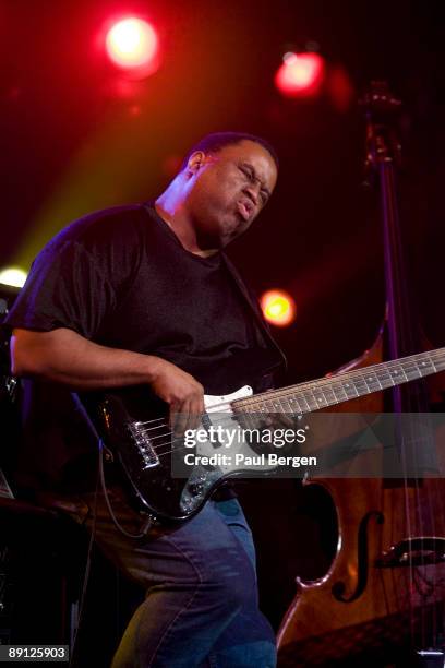 Bass player Mike Manson performs on stage on the second day of the North Sea Jazz Festival on July 11, 2009 in Rotterdam, Netherlands.