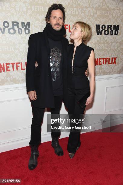 Actors Christian Camargo and Juliet Rylance attend the "Wormwood" New York premiere on December 12, 2017 in New York City.