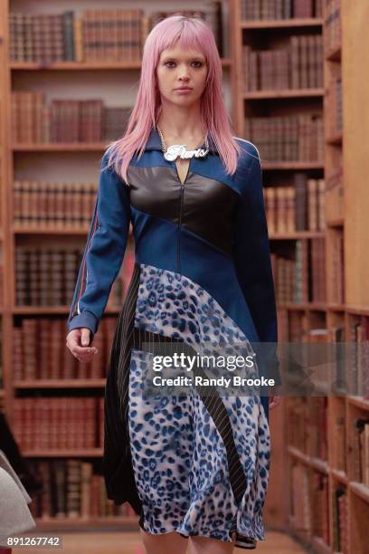 Model walks the runway during the Koche Pre-Fall 2018 Runway Show at Strand Bookstore on December 12, 2017 in New York City.