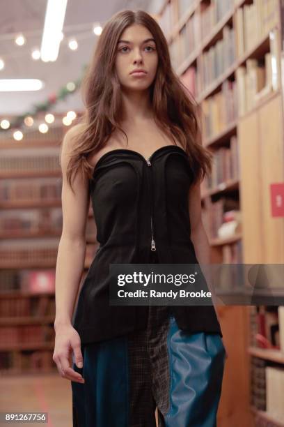 Model walks the runway during the Koche Pre-Fall 2018 Runway Show at Strand Bookstore on December 12, 2017 in New York City.