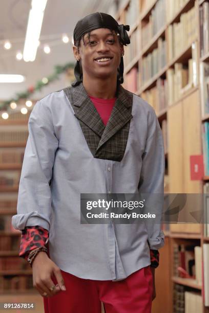 Model walks the runway during the Koche Pre-Fall 2018 Runway Show at Strand Bookstore on December 12, 2017 in New York City.