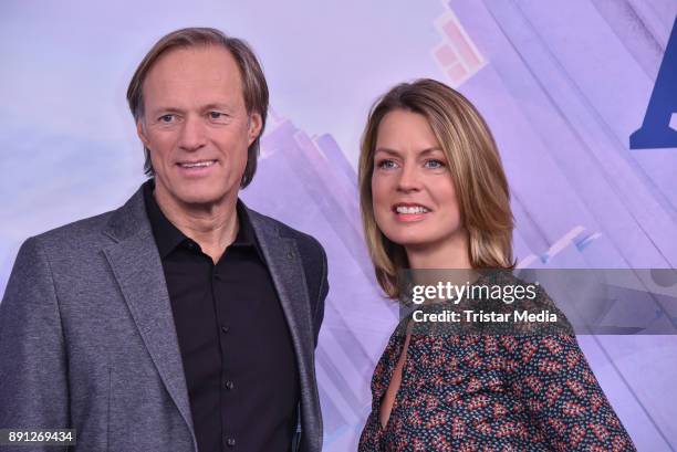 Gerhard Delling and Jessy Wellmer during the Olympia Press Conference on December 12, 2017 in Berlin, Germany.