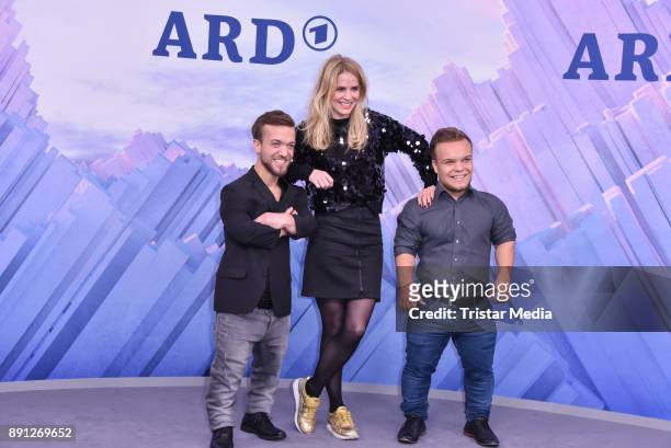 Mathias Mester, Niko Kappel and Stephanie Mueller-Spirra during the Olympia Press Conference on December 12, 2017 in Berlin, Germany.