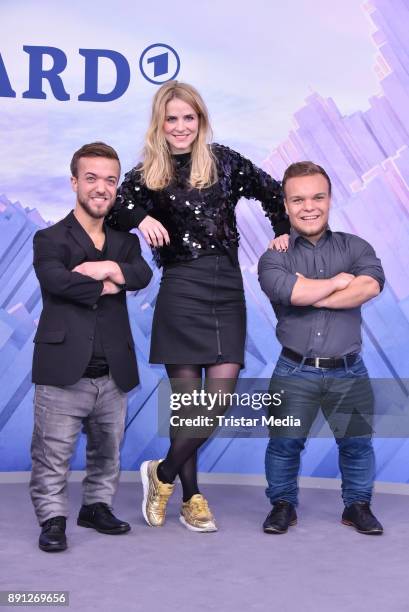 Mathias Mester, Niko Kappel and Stephanie Mueller-Spirra during the Olympia Press Conference on December 12, 2017 in Berlin, Germany.