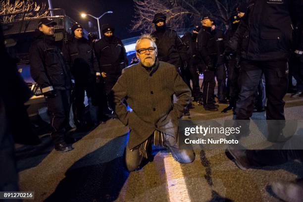 Leader of Obywatele RP opposition group Pawel Kasprzak during blockade of Polish parliament organized by opposition group Obywatele RP in Warsaw on...