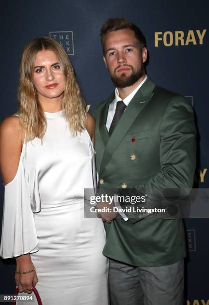 Michaela Wissen and Fredrick Haggbom attend FORAY Collective and The Black Tux Host Holiday Gala on December 12, 2017 in Los Angeles, California.