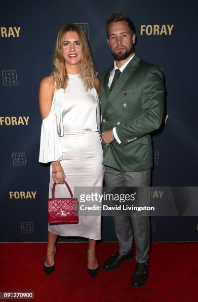 Michaela Wissen and Fredrick Haggbom attend FORAY Collective and The Black Tux Host Holiday Gala on December 12, 2017 in Los Angeles, California.