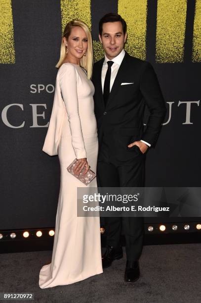 Anna Camp and Skylar Astin attend the premiere of Universal Pictures' "Pitch Perfect 3" at Dolby Theatre on December 12, 2017 in Hollywood,...