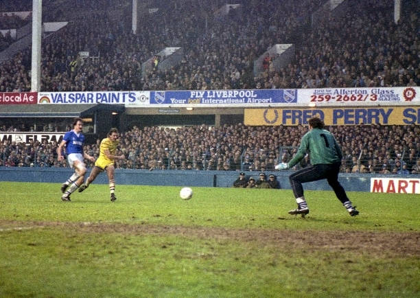 Gordon Davies of Chelsea scores a goal past Neville Southall of Everton during the Canon League Division One match between Everton and Chelsea held... Gordon Davies of Chelsea scores a goal past Neville Southall of Everton during the Canon League Division One match between Everton and Chelsea held...