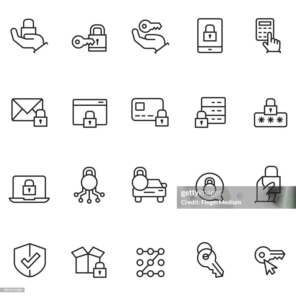 Sleutels en lock pictogrammen