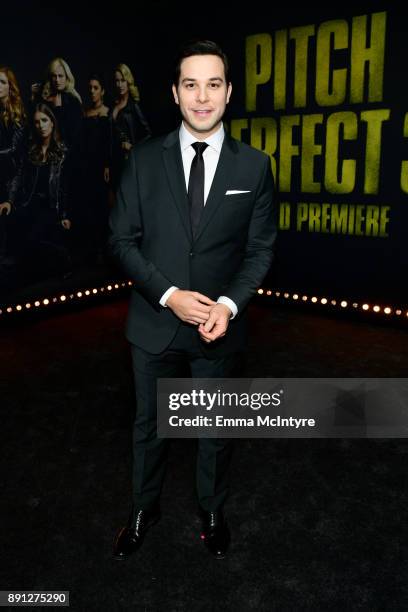 Skylar Astin attends the premiere of Universal Pictures' "Pitch Perfect 3" at Dolby Theatre on December 12, 2017 in Hollywood, California.